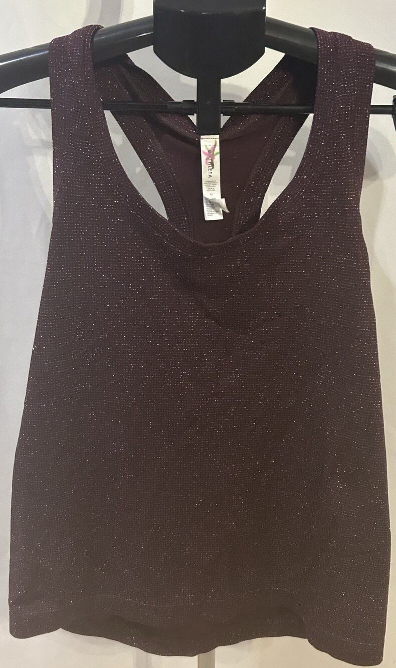 NWT Athleta Momentum Seamless Tank in Burgundy Glitter size M - Picture 1 of 7